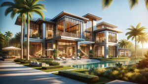 luxury home in Florida with custom steel windows and doors