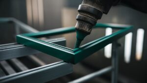 powder coating of fire-rated window frame