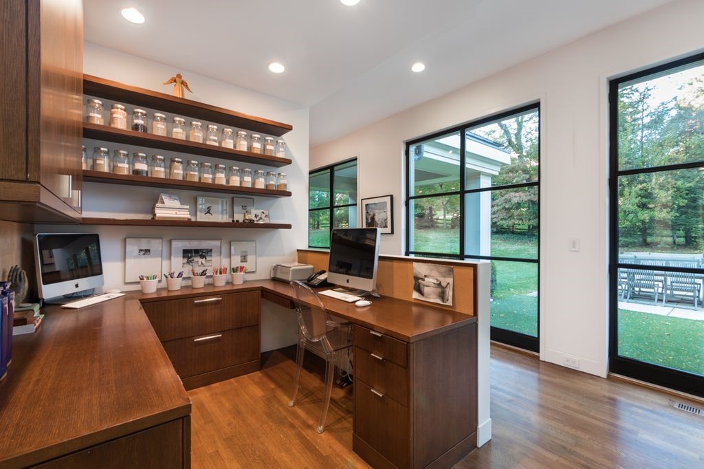 home office with custom steel windows by Optimum Window