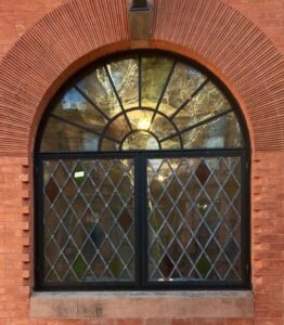 stained glass restoration with RTS-430 thermally broken steel windows